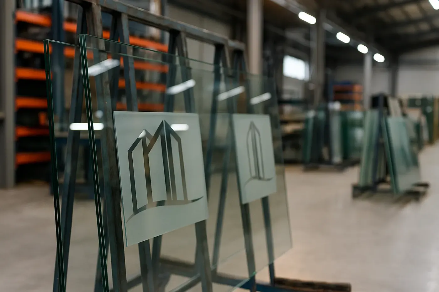 Uluser Glass atölyesinde işlenmeyi bekleyen cam paneller
