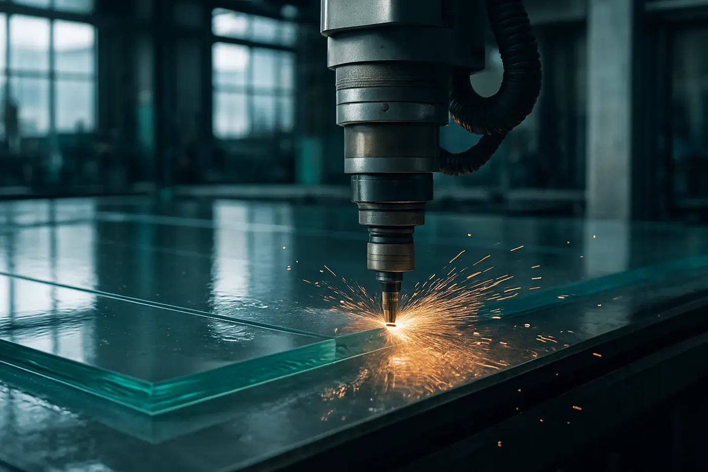 Uluser Glass tesisinde CNC cam kesimi