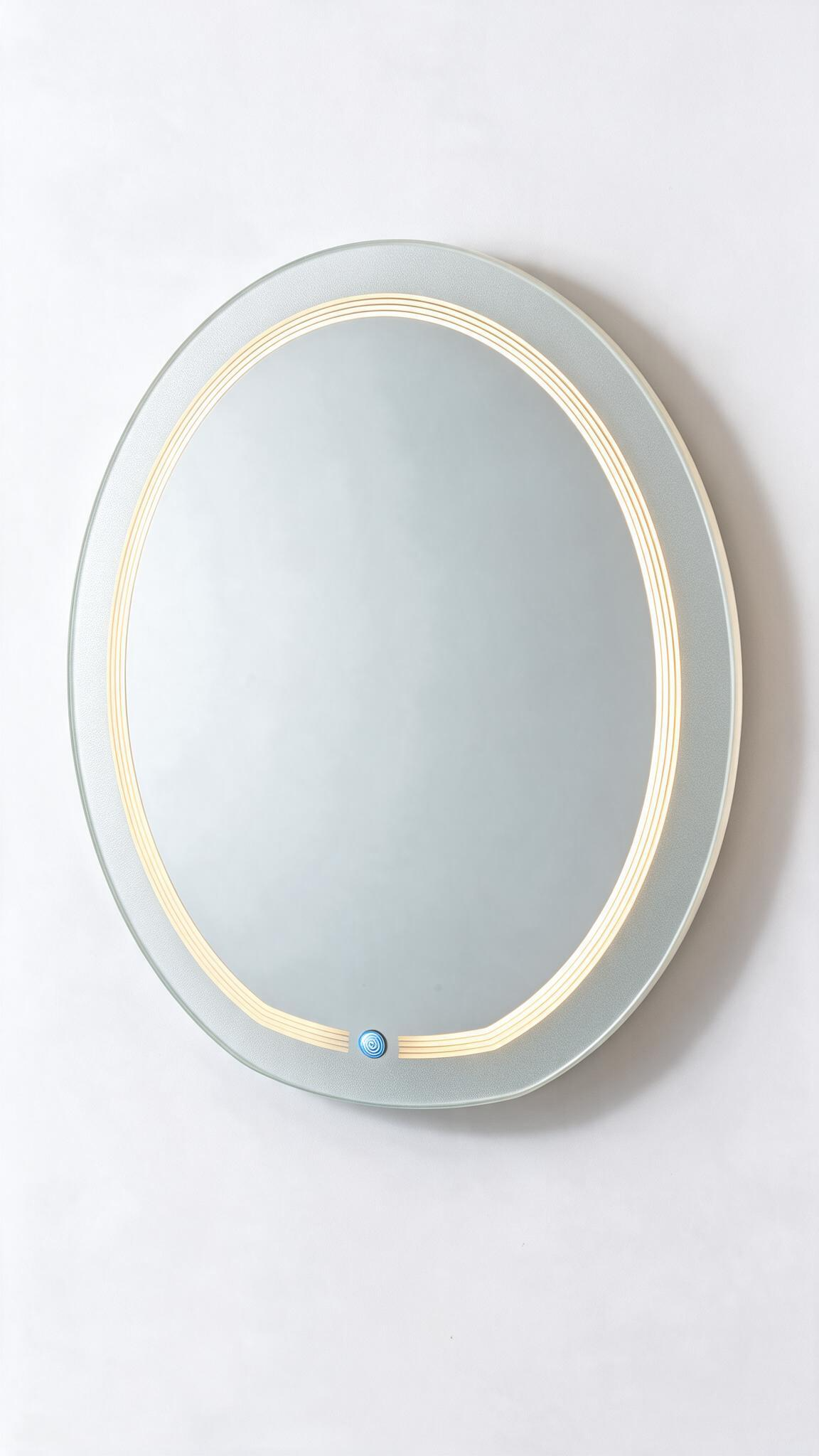 Beyaz fonda oval LED ayna